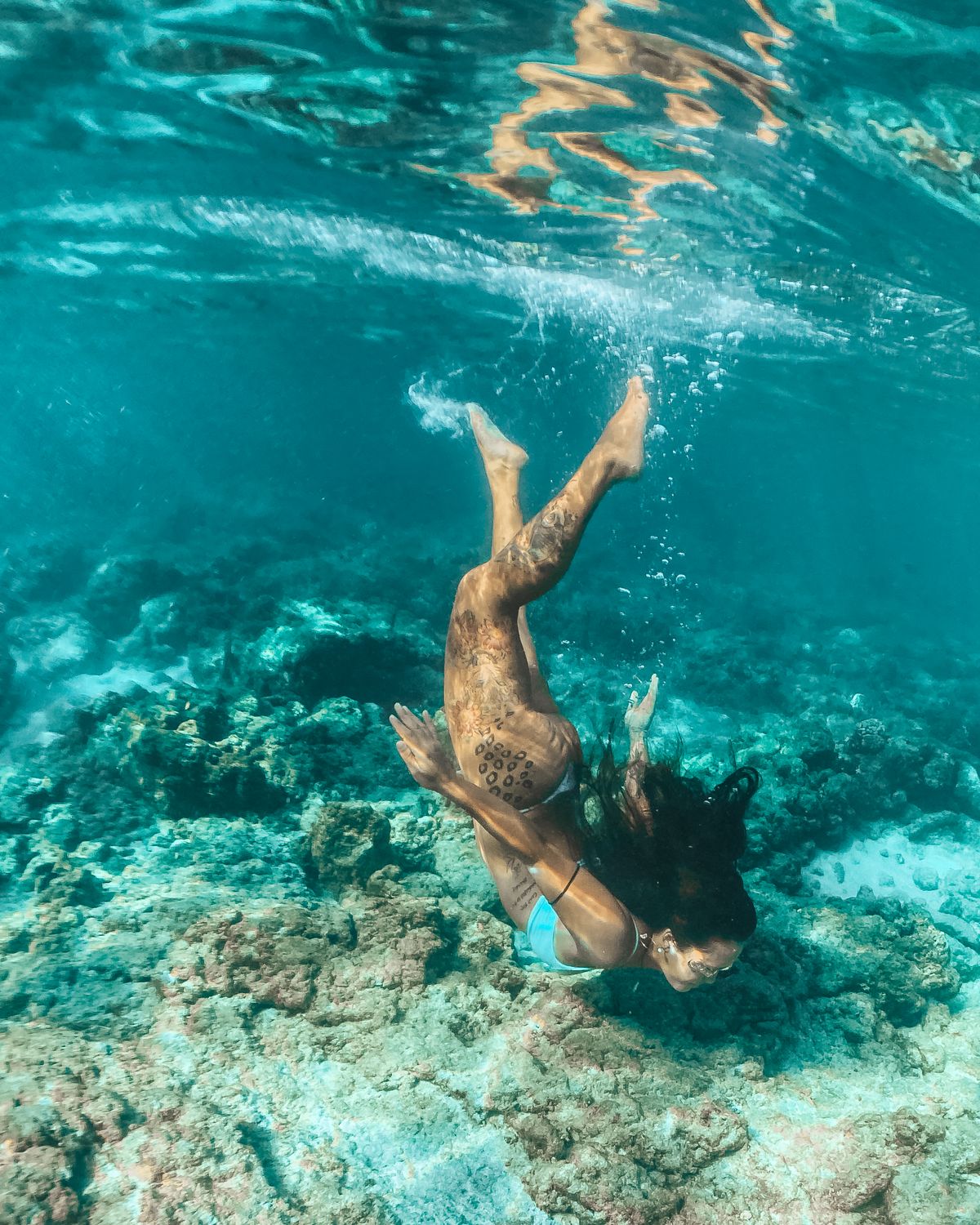 Diver at a coral reef